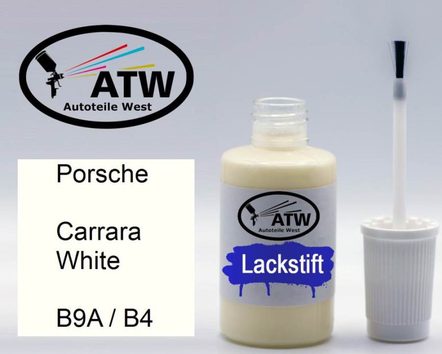 Porsche, Carrara White, B9A / B4: 20ml Lackstift, von ATW Autoteile West.